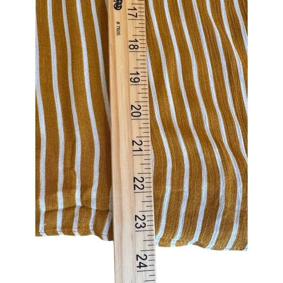 🌟 EVERLY Mustard Yellow & White Striped Long Sleeve Blouse Boho Chic V-Neck Top - Picture 5 of 10